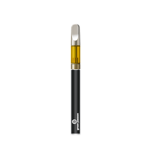 Schlankes CBD Vape-Set „Zkittles“ mit schwarzem Gehäuse und gelber Kartusche, ideal für diskreten Genuss und entspannende Momente.