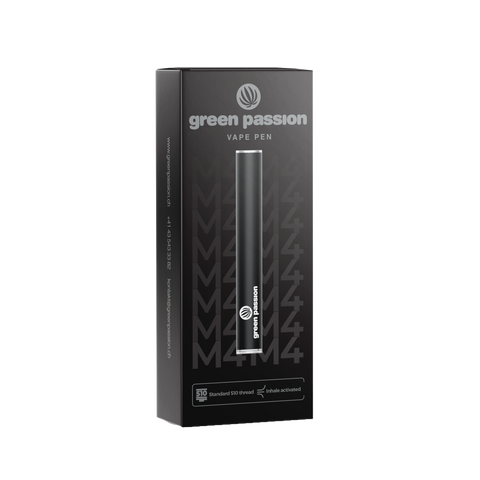 Green Passion CBD Vape Pen Akku 290 mAh – stilvolle schwarze Verpackung mit CCELL-Technologie für 510-Thread Cartridges