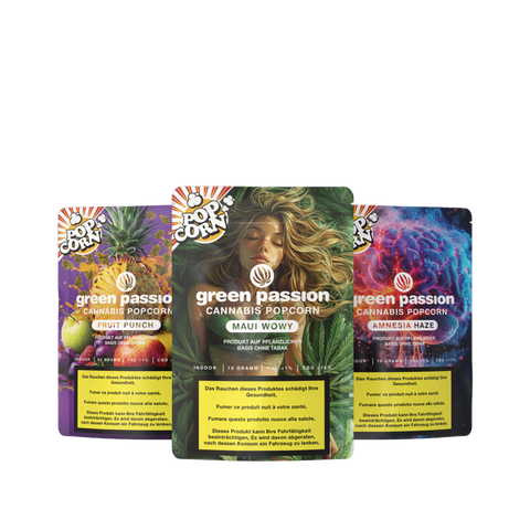 Green Passion CBD Popcorn Set mit Maui Wowy, Fruit Punch, Amnesia Haze – Indoor CBD Popcorn Blüten im Multipack online kaufen
