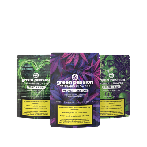 Ein Set mit leidenschaftlichen CBD-Blüten.