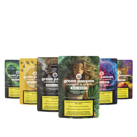 CBD Blüten Probierset - verschiedene Sorten zum Ausprobieren.