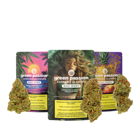 CBD Blüten in verschiedenen exotischen Sorten.