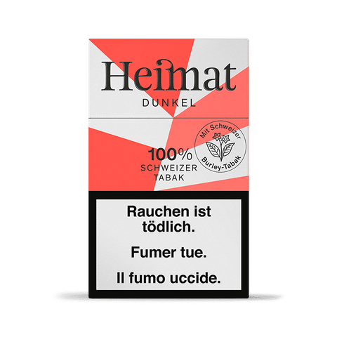 Heimat Dunkel Zigaretten mit Schweizer Burley-Tabak – 100 % lokal angebaut, ohne Zusatzstoffe, für intensiven Tabakgenuss