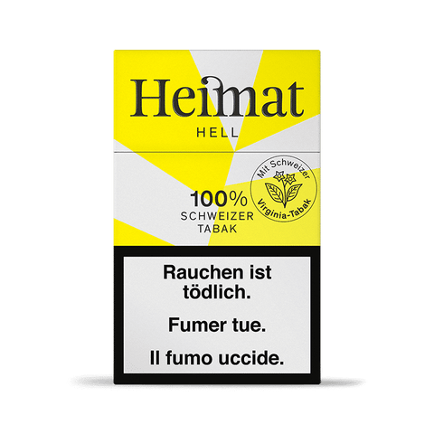 Heimat Hell Zigaretten mit 100 % Schweizer Virginia-Tabak – additivefreier Genuss aus regionalem Anbau mit natürlichem Geschmack