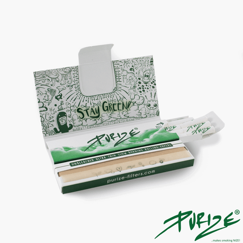 PURIZE King Size Slim Papers mit Filter Tips – Ungebleichtes Drehpapier aus Hanf, inkl. Filtertips im Booklet