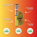 Fruit Punch Pre-rolls CBD joint avec des fleurs indoor suisses, goût fruité et sucré, sans tabac ni nicotine, format King Size.