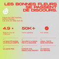 Texte en rouge sur fond dégradé, mettant en avant la qualité et la satisfaction des clients des fleurs de CBD, avec des notes et des avis vérifiés.