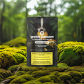 Close-up of the CBD buds Lemon Skunk from Green Passion – detailed shot of the packaging in a natural setting, highlighting the premium design of the product line.