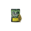 Verpackung von Green Passion Cannabis Flowers mit der Aufschrift Passion Kush und einer grossen CBD-Blüte daneben.