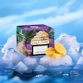 CBD Cold Cure Dab mit Packung auf Eiswürfeln, Nahaufnahme für Online-Shop Produktpräsentation