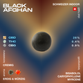 Schwarzer Afghan CBD Hash mit cremiger Konsistenz und erdig-würzigem Aroma, enthält 26% CBD, 0.4% THC und 0.9% CBG, Schweizer Indoor-Anbau.