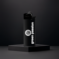 Green Passion Lighter with white logo on pedestal – Bic J25 Mini in elegant black for cannabis lovers