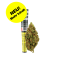 CBD pre-rolled joint and cannabis flower with a yellow New! More Content sticker, Passion Kush King Size in the online shop.