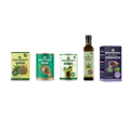 Bio-Hanf Food-Set von Green Passion mit Hanfsamen, Proteinpulver, Hanföl und Hanftee in verschiedenen Verpackungen.