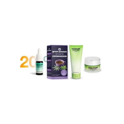 CBD Set mit Öl 20 %, Bio-Hanftee und 2 Pflegecremes