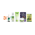 Set bestehend aus Dolocan CBD-Öl, Creme, Lotion, Green Passion Bio-Hanftee und Bio-Hanfsamen, alle Produkte nebeneinander aufgereiht.