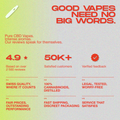 Promotional image highlighting the benefits of CBD vapes, featuring customer satisfaction ratings and product quality claims.