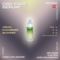 Sérum visage CBD Dolocan, fabriqué en Suisse, végan, sans parabènes ni silicones, avec CBD suisse, aloe vera et acide hyaluronique.