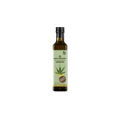 Flasche Bio-Hanfsamenöl von Green Passion mit grünem Etikett und Hanfblatt-Design, 250ml.