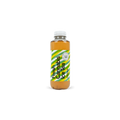 Flasche mit grün-gelbem Etikett, beschriftet mit 'Fresh Cannabis Ice Tea Heimat'.