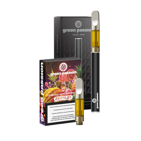 CBD Vape-Set Zkittles von Green Passion – hochwertiges Set mit Vaporizer und 1ml Zkittles-Kartusche, inklusive stylischer Verpackung, ideal für ein intensives Geschmackserlebnis.
