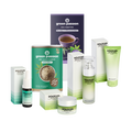 CBD Wellbeing-Set with hemp tea, shelled hemp seeds, and DOLOCAN CBD products for face and hands, presented in an attractive arrangement.
