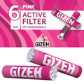 Gizeh Aktivkohlefilter Pink Xtra Slim in Verpackung, 34 Stück, Zubehör bei Green Passion, ideal für sauberen Rauchgenuss.