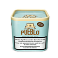 Boîte de tabac Pueblo sans additifs – emballage original bleu avec avertissement, tabac à rouler ou à tuber, présentée sur fond transparent.