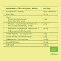 Nährwerttabelle der Green Passion Bio-Hanfsamen 500g – wertvolle Nährstoffe mit hohem Proteingehalt, gesunden Fettsäuren & Ballaststoffen.