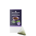 Green Passion Thé de chanvre bio Good Night avec sachets pyramide. Thé de chanvre naturel avec mûre et verveine citronnée pour un sommeil réparateur.