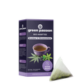 Green Passion Bio-Hanftee Good Night mit Pyramidenbeutel. Natürlicher Hanftee mit Brombeere und Zitronenverbene für erholsamen Schlaf.