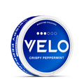 VELO Snus Crispy Peppermint – boîte bleue stylée au design épuré, effet nicotine équilibré pour une journée fraîche