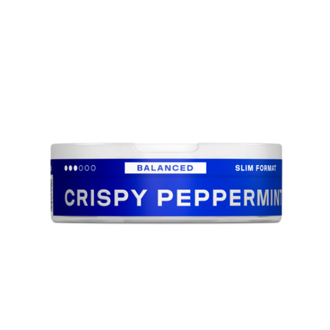 VELO Crispy Peppermint im Slim Format – ausgewogener Nikotinsnus mit kühler Pfefferminznote in starker Farbgestaltung