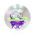 Rick and Morty Grinder argenté avec motif tentacule – grinder en métal robuste pour herbes, idéal pour les fans et les collectionneurs.